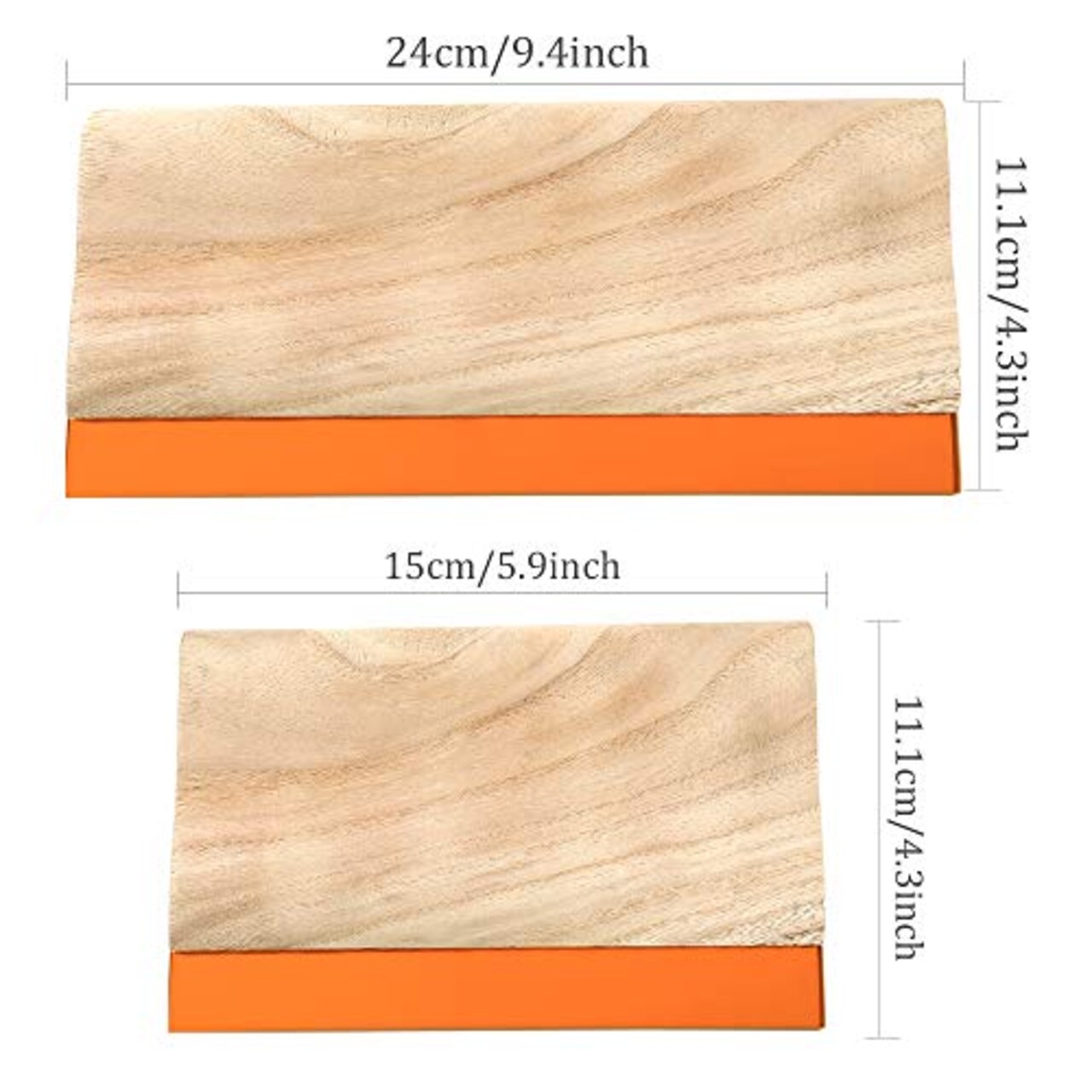 2 Pieces 2 Sizes Screen Printing Squeegee, 75 Durometer Wooden Ink Scraper for Screen Printing, 9.4 and 5.9 inch